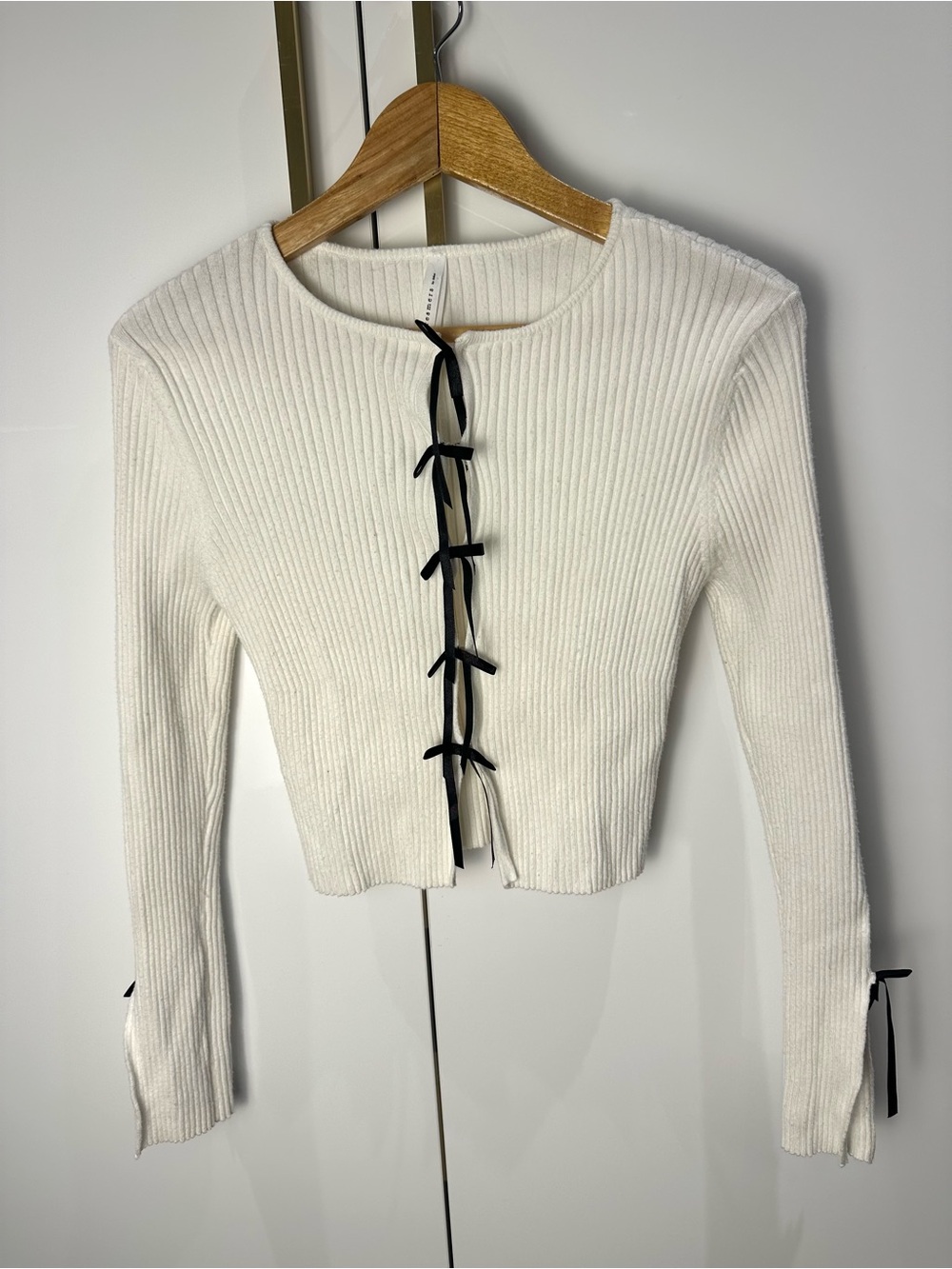 Dreamers by Debut Ivory Bow Front Cardigan M